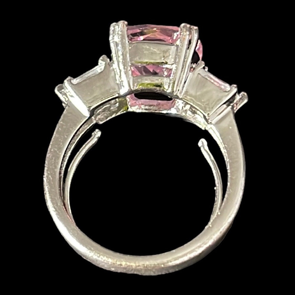 Pink Amethyst Rhinestone Statement Ring - image 3